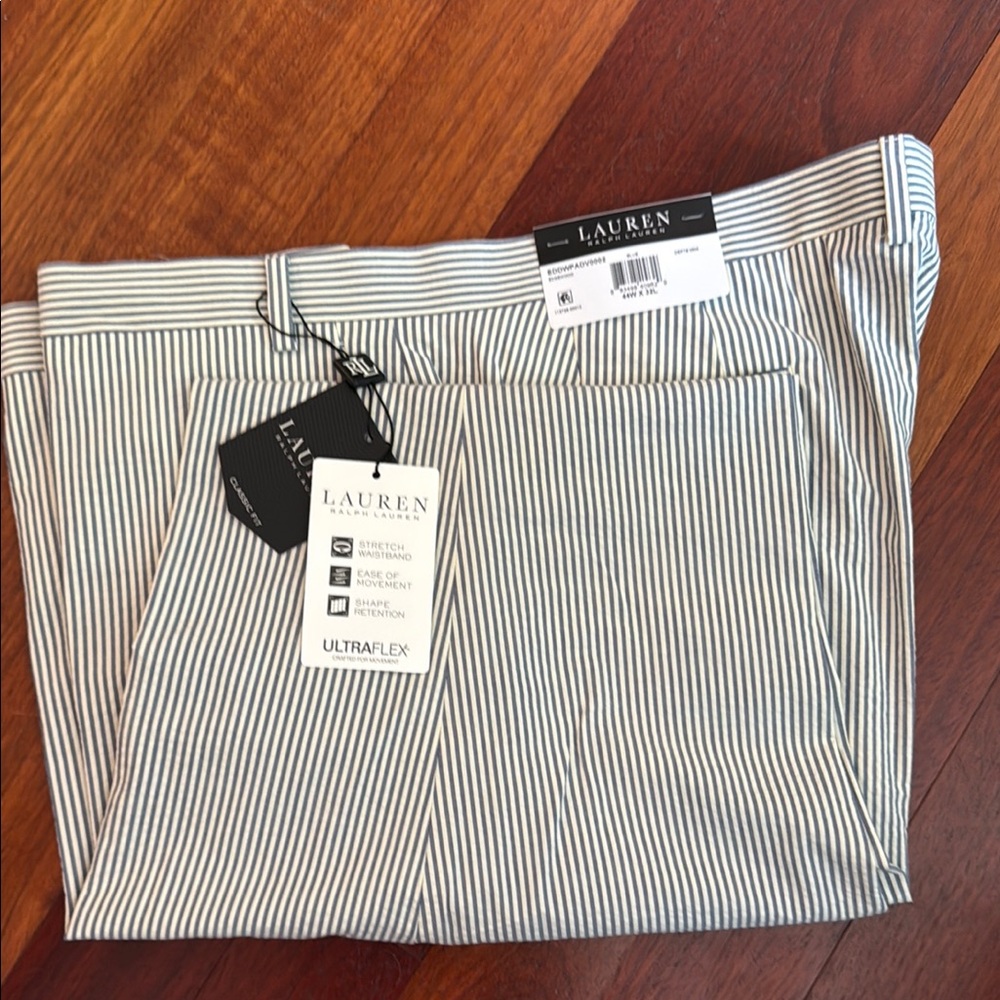 Lauren Ralph Lauren Blue Striped Trousers 44x32
